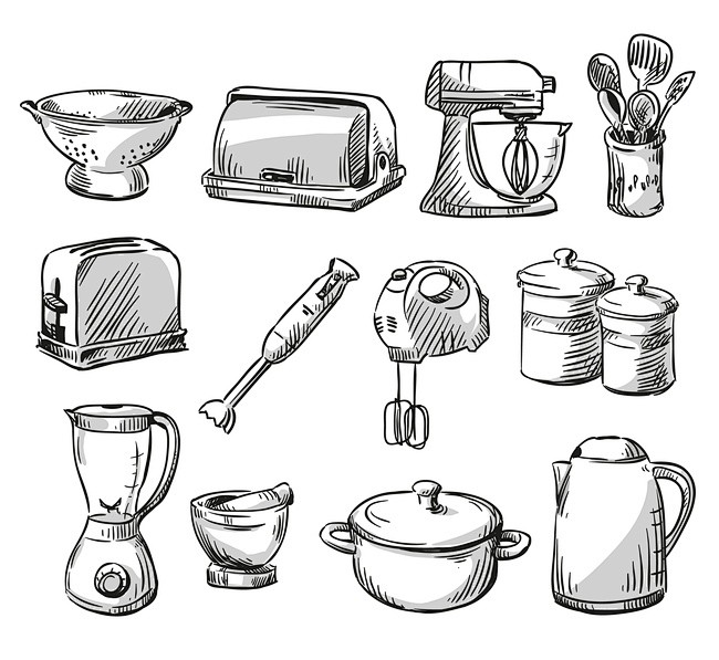 线描艺术之美 西餐桌上的黑白素描世界