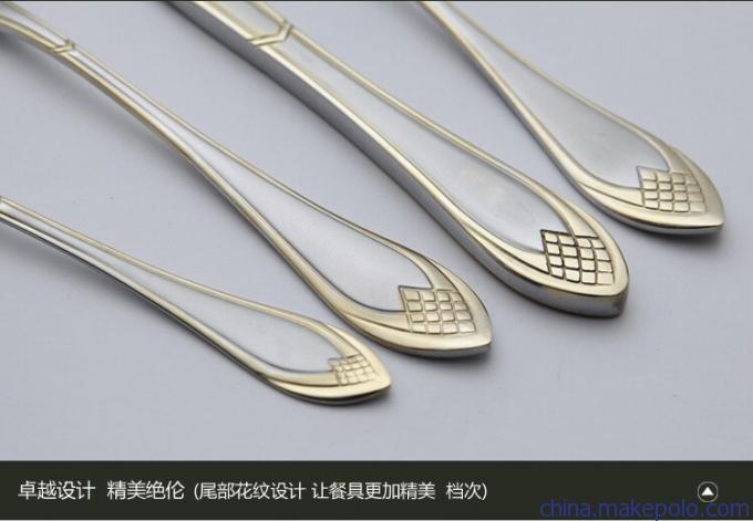 工厂直销不锈钢刀叉 揭阳餐具厂镀金手柄西餐三件套，打造品质生活新高度